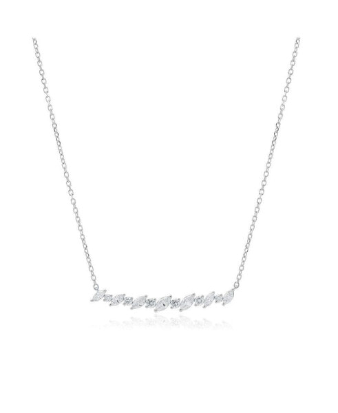 Marquise and Round Diamond Bar Necklace