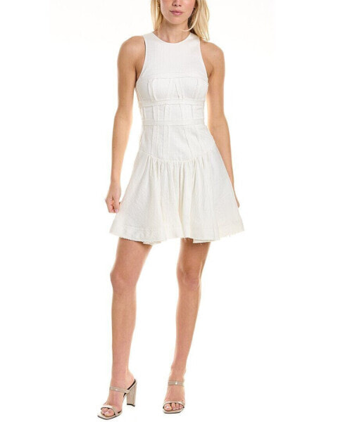 Aje Tidal Linen-Blend Skater Dress Women's White Uk 8