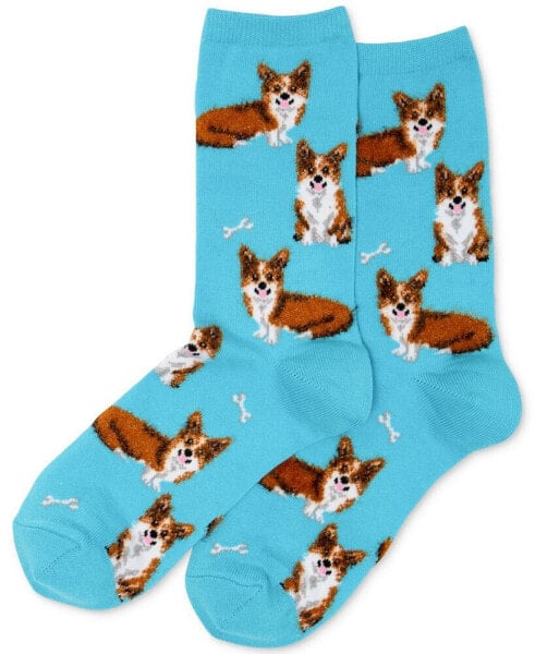 Women's Corgi Print Fashion Crew Socks