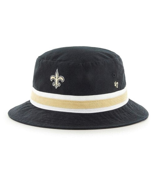 Men's Black New Orleans Saints Striped Bucket Hat