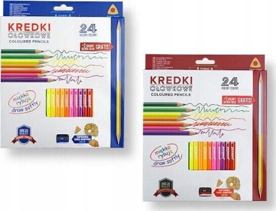 Penword Kredki ołówkowe PENWORD high quality trójkątne z temperówką 24+2kolory gratis Penword