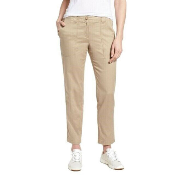 Nordstrom Signature 156235 Women's Patch Pocket Ankle Beige Pants Size 4