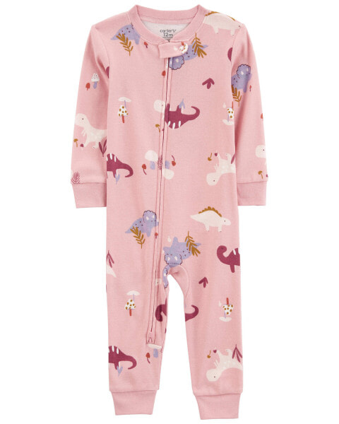 Toddler 1-Piece Dinosaur 100% Snug Fit Cotton Footless Pajamas 2T