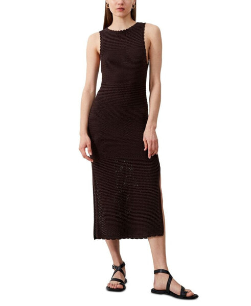 Women's Cotton Crochet Sleeveless Midi Dress