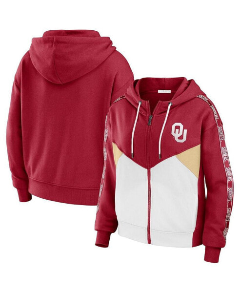 Women's Crimson Oklahoma Sooners Colorblock Full-Zip Hoodie Jacket