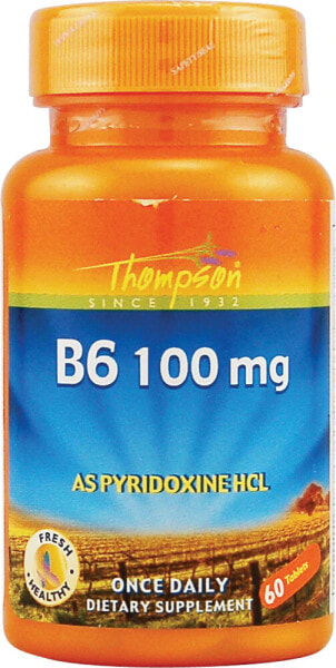 Thompson B 6 as Pyridoxine HCL  Витамин В 6 в виде пиридоксина HCL 100 мг 60 таблеток
