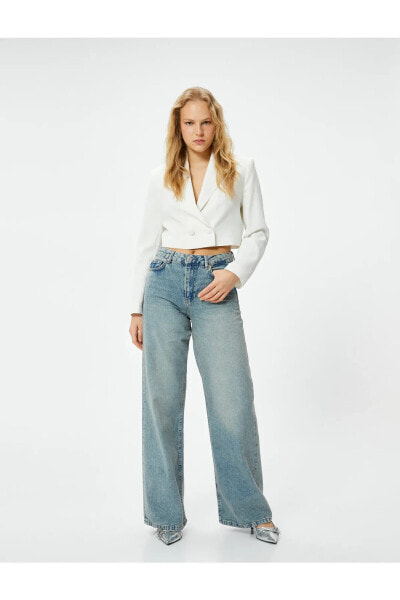 Geniş Paça Kot Pantolon Standart Bel - Bianca Wide Leg Jean