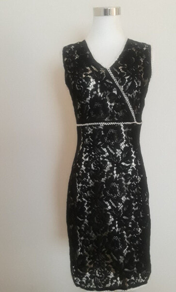 Платье женское Amelia с кружевным наложением V-образный вырез Черный 4