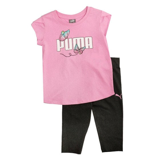 Puma TwoPiece Crew Neck Short Sleeve T-Shirt & Capri Leggings Set Toddler Girls