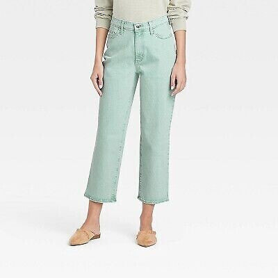 Women's High-Rise Straight Fit Cropped Jeans - Universal Thread Mint Green 10