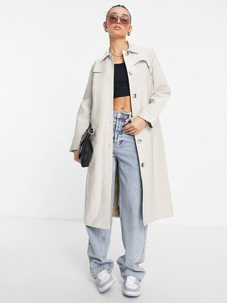 Selected Femme coated trench coat in cream