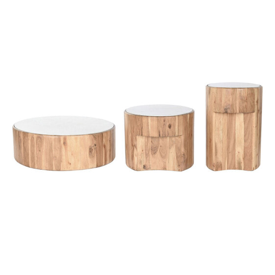 Набор из трех столиков DKD Home Decor Мрамор древесина акации 75 x 75 x 25 cm