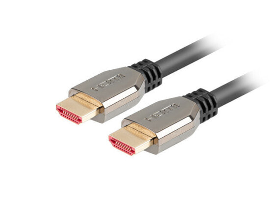 Lanberg CA-HDMI-30CU-0010-BK, 1 m, HDMI Type A (Standard), HDMI Type A (Standard), 48 Gbit/s, Black, Silver