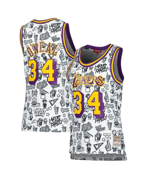 Women's Shaquille O'Neal White Los Angeles Lakers 1996 Doodle Swingman Jersey