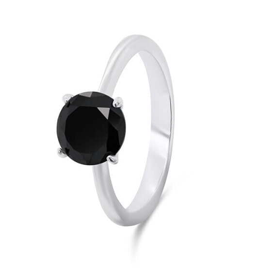 Timeless silver ring with black zircon RI057WBC