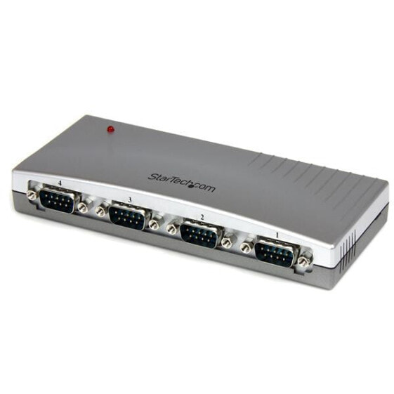 StarTech.com 4 Port USB to RS232 Serial DB9 Adapter Hub - USB - Serial - Silver - Plastic - CE - FCC - RoHS - 1 W