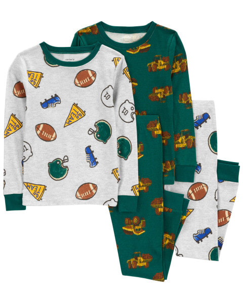 Kid 4-Piece Sports 100% Snug Fit Cotton Pajamas 6