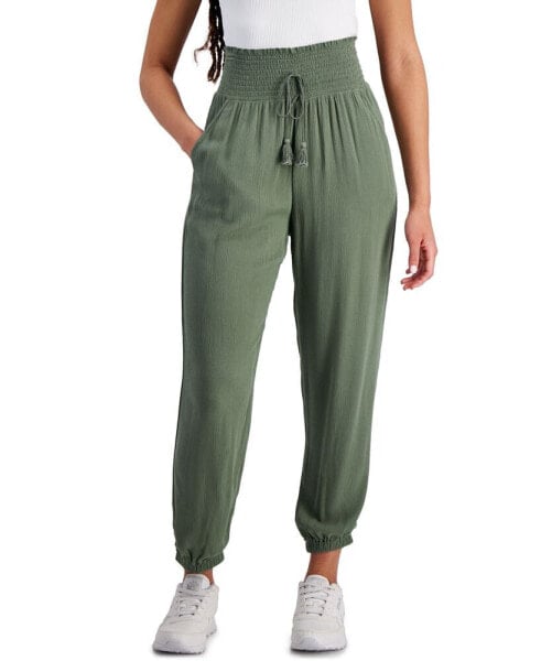 Juniors' Smocked Jogger Pants