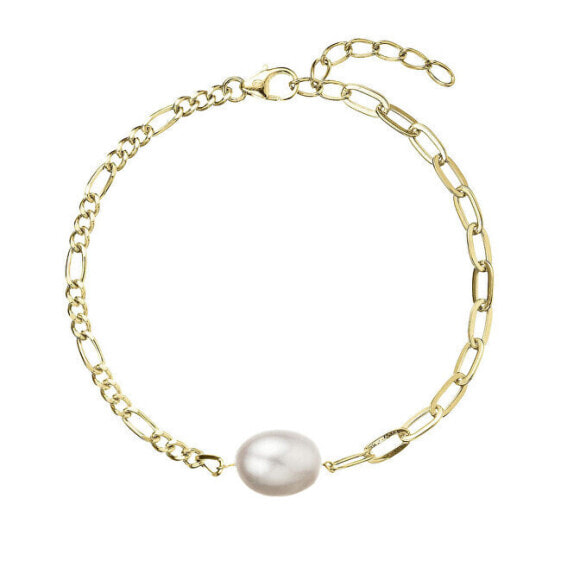Stylish gold-plated bracelet with real pearl 23026.1