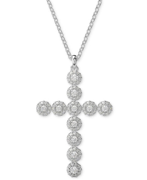 Silver-Tone Insigne Crystal Cross Pendant Necklace, 15-3/4" + 2-3/4" extender