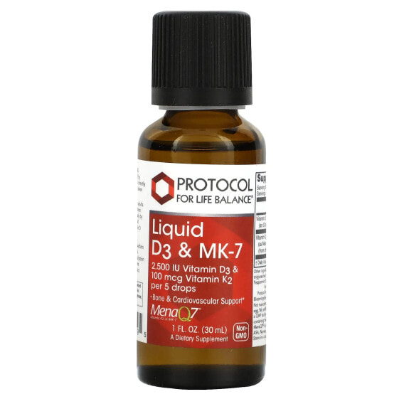 Витамин K балис Liquid D3 & MK-7, 1 жидкая унция (30 мл) OT Protocol For Life Balance