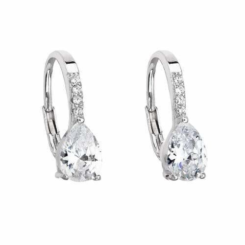 Silver earrings with clear zircons 11206.1