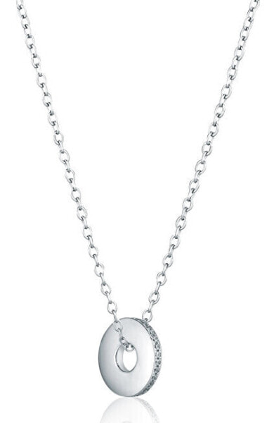 Silver necklace with zircons Circle SVLN0709S75BI45