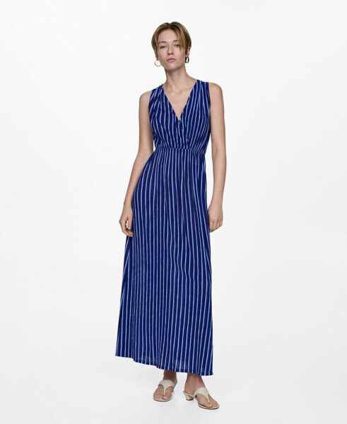 Women's Bow Detail Stripe-Print Dress