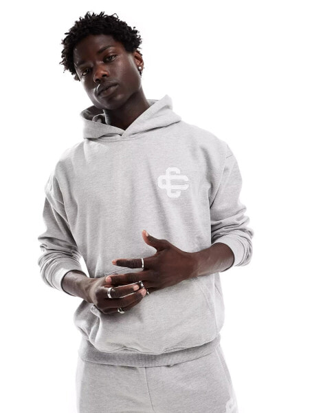 The Couture Club co-ord heavyweight emblem hoodie in grey