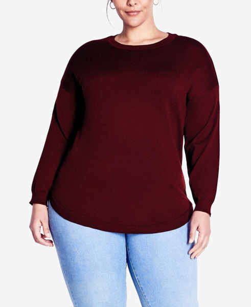 Plus Size Tully Curved Hem Long Sleeve Sweater