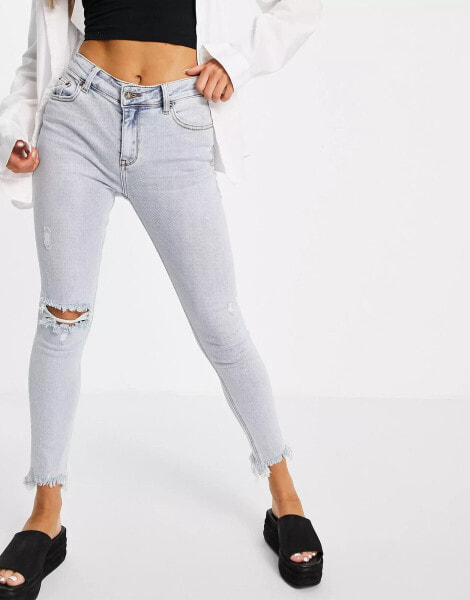 Lioness easy rider ripped skinny jeans in light wash denim