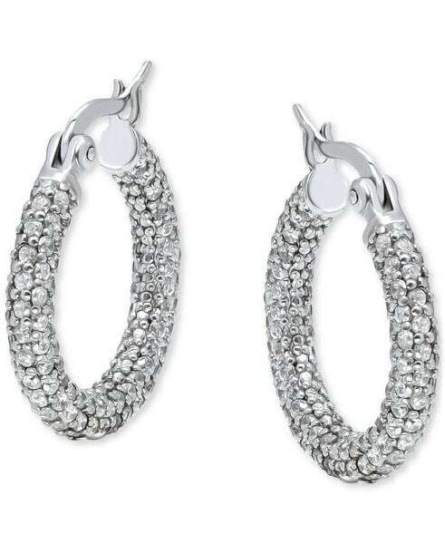 Cubic Zirconia Pavé Small Hoop Earrings in Sterling Silver, 0.75", Created for Macy's