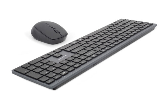 Gembird KBS-ECLIPSE-M500-PT - RF Wireless - Scissor key switch - QWERTY - LED - Grey - Mouse included