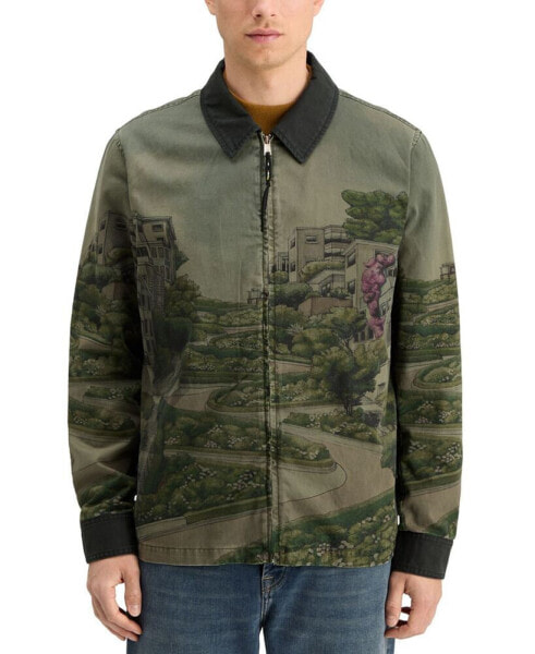 Men's Photo-Print Twill Coach Jacket