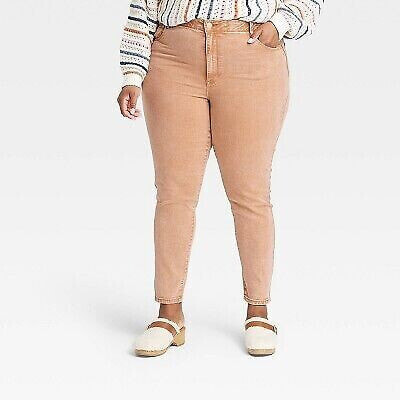 Women's Plus Size Mid-Rise Skinny Jeans - Knox Rose Light Brown 20