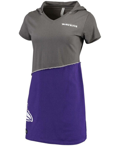 Платье-худи женское Refried Apparel "Серый и фиолетовый" мини-платье с капюшоном Балтимор Равенс