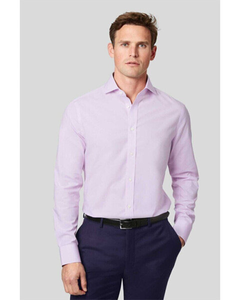 Charles Tyrwhitt Non-Iron 4 Way Stretch Pow Check Slim Fit Shirt Men's Purple