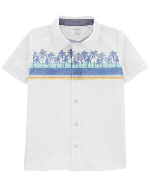 Kid Tropical Print Button-Front Shirt 14