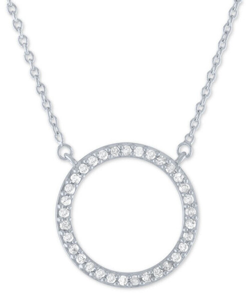 Macy's diamond Circle Pendant Necklace (1/4 ct. t.w.) in Sterling Silver, 16" + 2" extender
