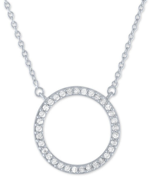 Diamond Circle Pendant Necklace (1/4 ct. t.w.) in Sterling Silver, 16" + 2" extender