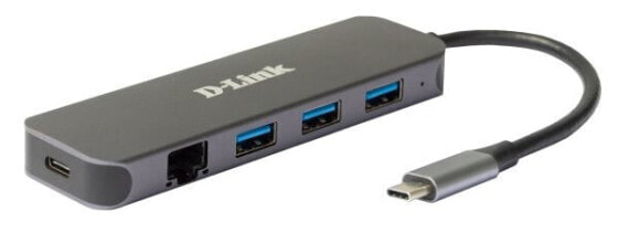 D-Link 5-in-1 USB-C Hub with Gigabit Ethernet/Power Delivery DUB-2334 - Wired - USB Type-C - 60 W - 10,100,1000 Mbit/s - 10BASE-T - 100BASE-TX - 1000BASE-T - IEEE 802.3 - IEEE 802.3ab - IEEE 802.3u