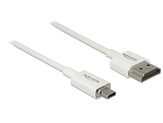 Аксессуар Delock 85147 - 0.25 м - HDMI Тип А (Стандартный) - HDMI Тип D (Микро) - 3840 x 2160 пикселей - 3D - Белый