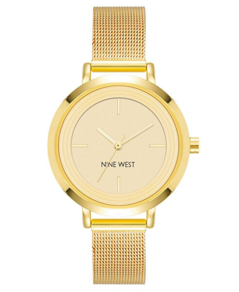 Women's Quartz Gold-Tone Stainless Steel Mesh Band Watch, 34mm