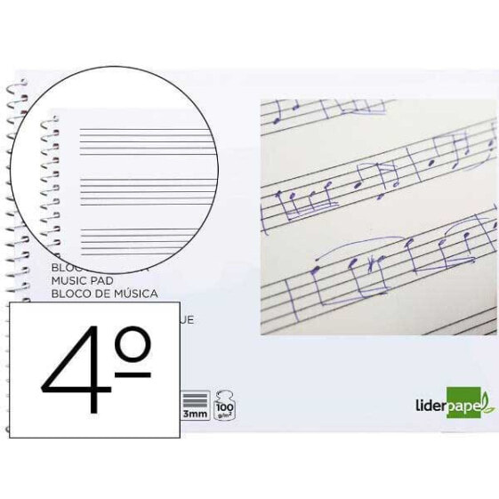 LIDERPAPEL Music pad staff 4 mm quarter 20 sheets 100g/m2
