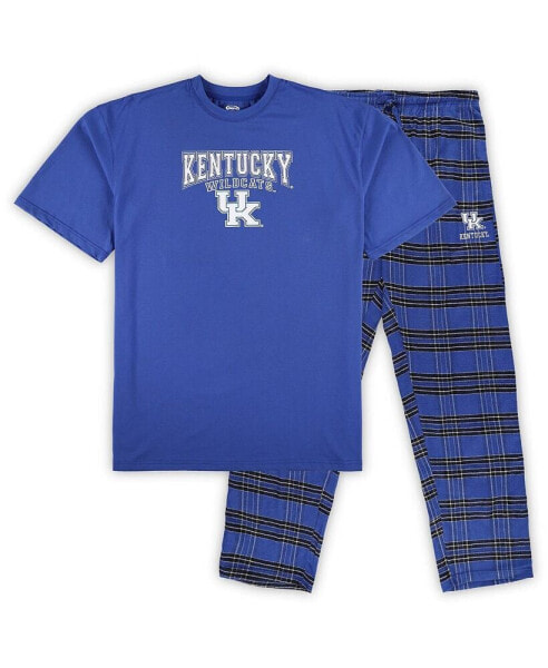 Men's Royal Distressed Kentucky Wildcats Big and Tall 2-Pack T-shirt and Flannel Pants Set