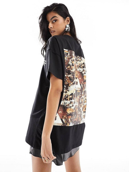 Something New X Art Gallery oversized t-shirt with back print in washed black