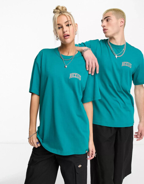 Dickies Unisex aitkin left chest logo t-shirt in teal