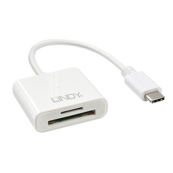Lindy USB 3.1 Type C SD/microSD Card Reader - MicroSD (TransFlash) - SD - White - 5000 Mbit/s - Acrylonitrile butadiene styrene (ABS) - 2000 GB - USB 3.2 Gen 1 (3.1 Gen 1) Type-C