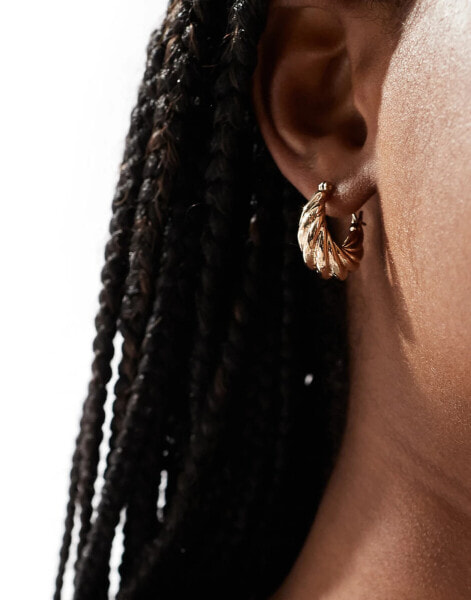 Reclaimed Vintage chubby weave hoops in gold