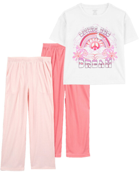 Kid 3-Piece Cropped Pajama Tee & Pants Set 4